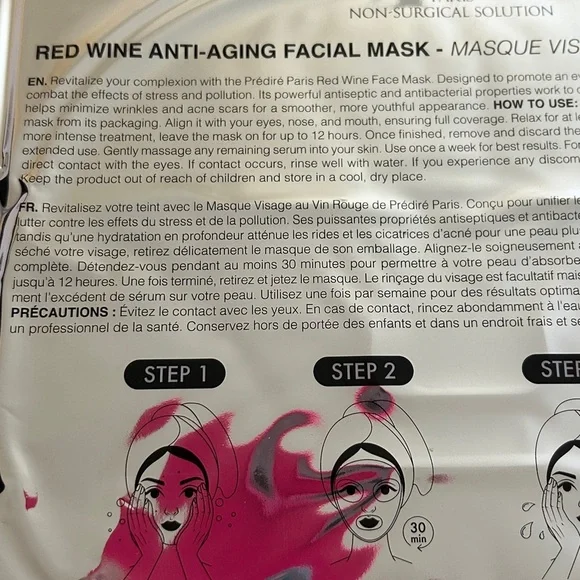 Prédiré Paris Red Wine Anti-Aging Facial Mask - SEALED - Picture 7 of 8